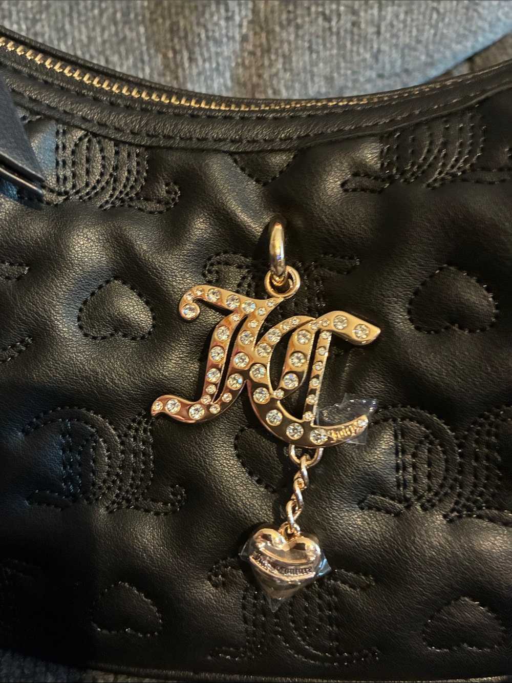 Juicy Couture Liquorice Everything Nice Shoulder Bag With Cherry Scarf NWT - Picture 2 of 7